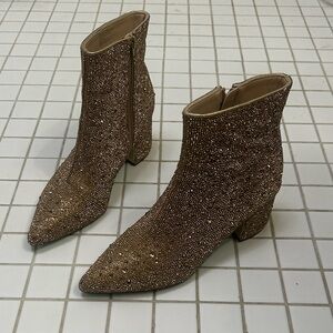 Betsey Johnson Glittering Gold Heeled Boots